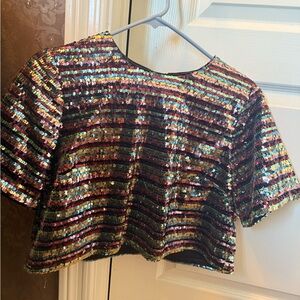 Forever 21 Multicolor Sequin Crop Top